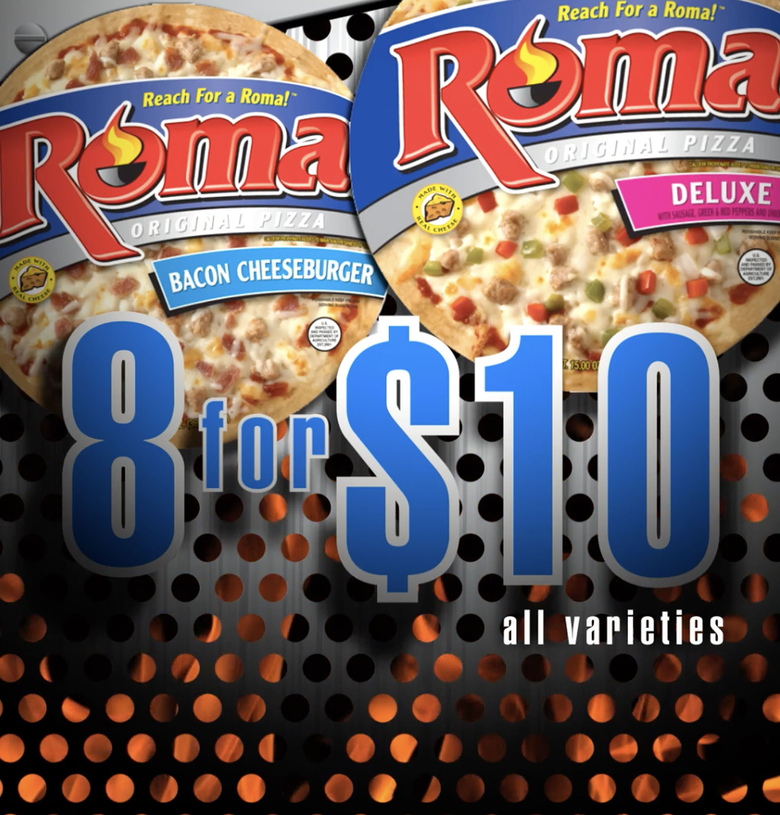 Roma frozen pizza vertical digital ad